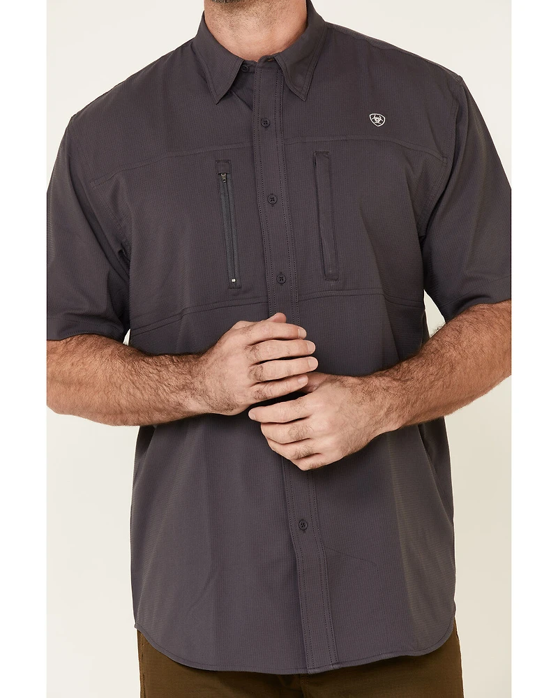Ariat Men's Solid Charcoal Tek Button-Down Short Sleeve Western Shirt - Tall