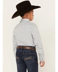 Cody James Boys' Hoof Grid Print Long Sleeve Snap Western Shirt