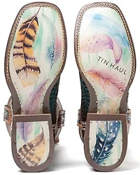Tin Haul Women's Lone Flower Western Boots - Broad Square Toe