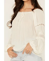 Jolt Women's Lace Trim Peasant Top