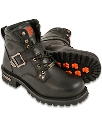 Milwaukee Leather Men's 6" Side Buckle Boots - Round Toe Wide