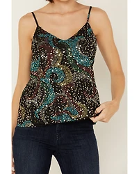 Rock & Roll Denim Women's Sequins Printed Tank