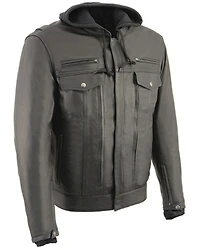 Milwaukee Leather Men's Vented Utility Pocket Leather Motorcycle Jacket -3X