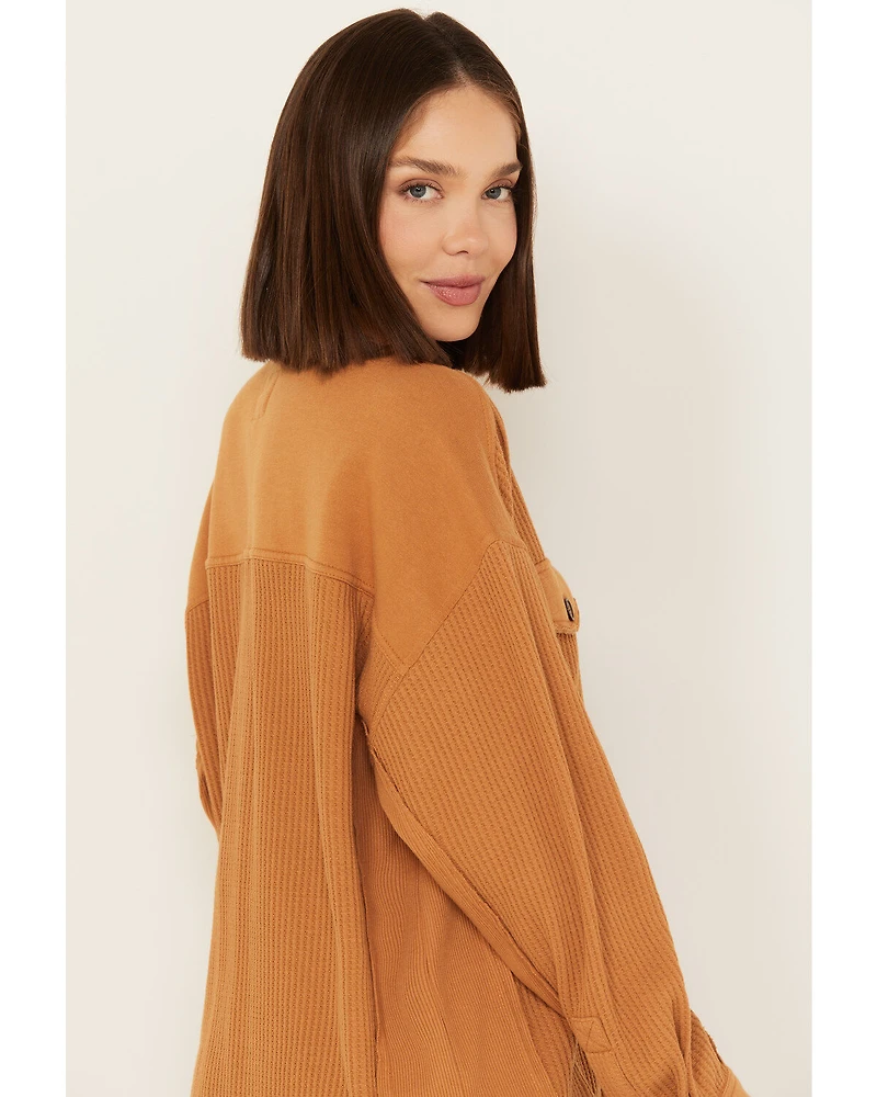 Cleo + Wolf Women's Oversized Knit Button Up Shirt