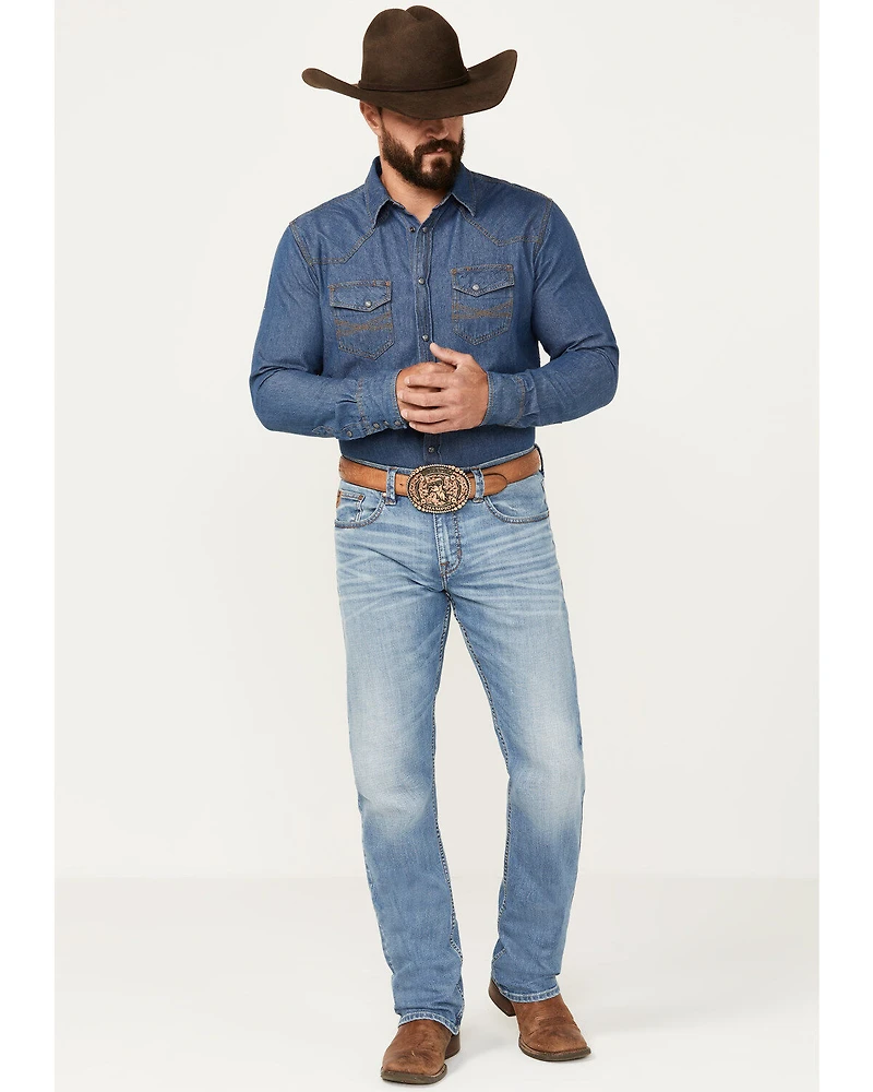 Moonshine Spirit Men's Legend Wash Decker Slim Straight Stretch Denim Jeans
