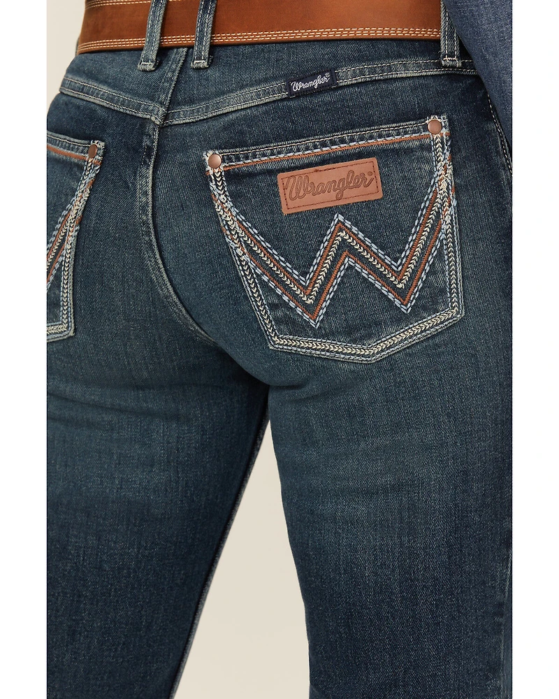 Wrangler Retro Women's Kayla Dark Wash Mid Rise Bootcut Stretch Denim Jeans