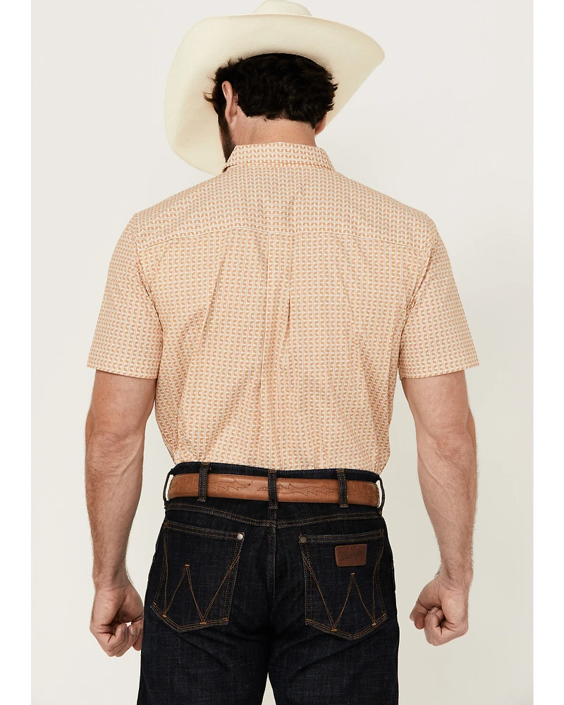 Cody James Men's Gold Coast Geo Print Short Sleeve Button-Down Stretch Western Shirt