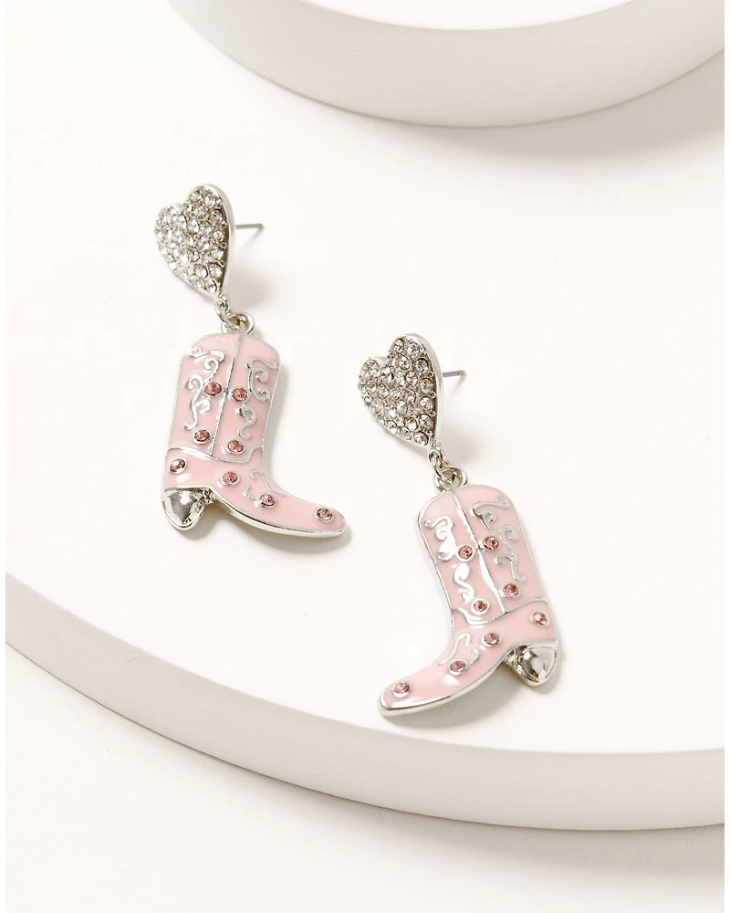 Shyanne Women's Boot and Heart Statement Earrings