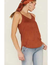 Shyanne Women's Faux Suede Solid Ladder Lace Trim Cami