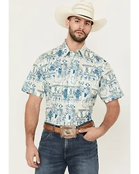 Roper Men's West Made Print Short Sleeve Snap Western Shirt