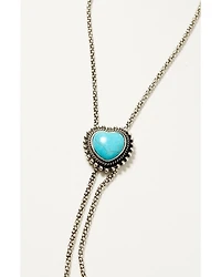 Shyanne Women's Heart Turquoise Stone Bolo Necklace