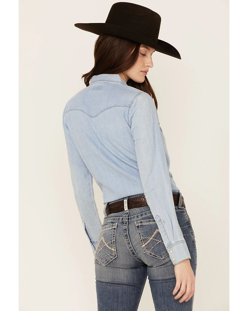 Kimes Ranch Women's Kaycee Denim Long Sleeve Western Pearl Snap Shirt