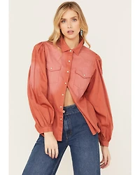 Panhandle Women's Ombre Puff Long Sleeve Snap Western Shirt