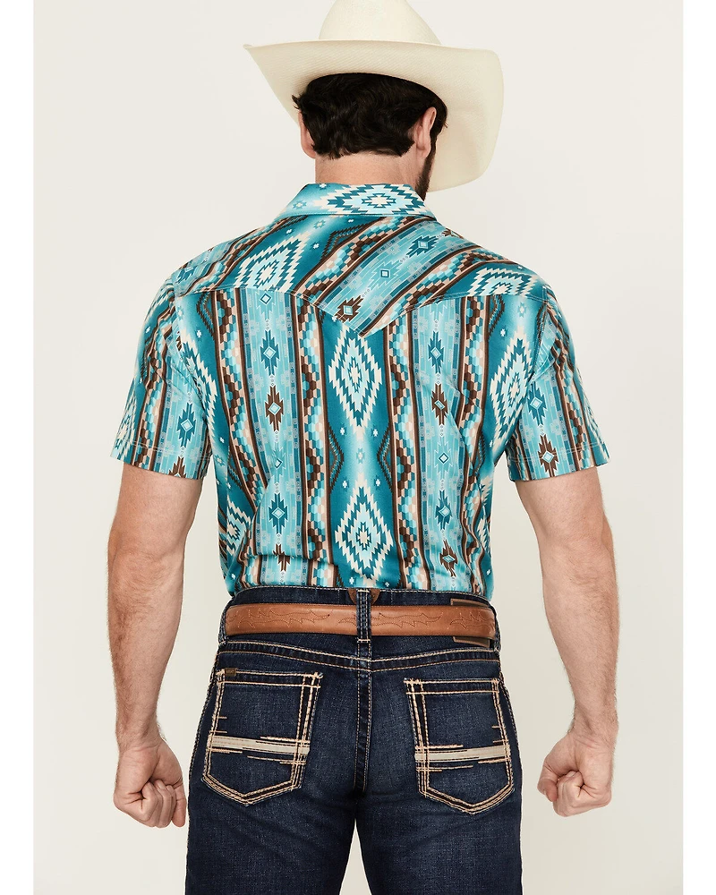 Rock & Roll Denim Men's Southwestern Print Short Sleeve Snap Stretch Western Shirt