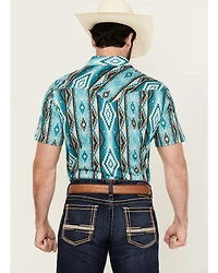 Rock & Roll Denim Men's Southwestern Print Short Sleeve Snap Stretch Western Shirt