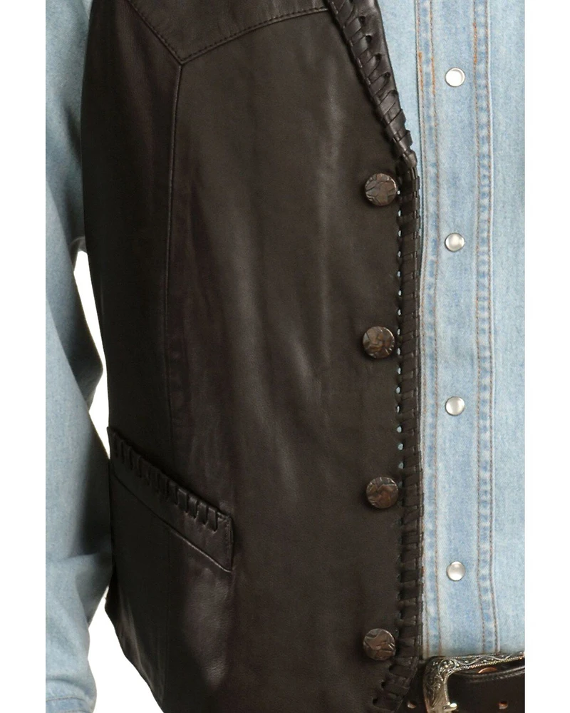 Scully Men's Whipstitch Leather Lapel Vest