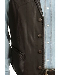 Scully Men's Whipstitch Leather Lapel Vest