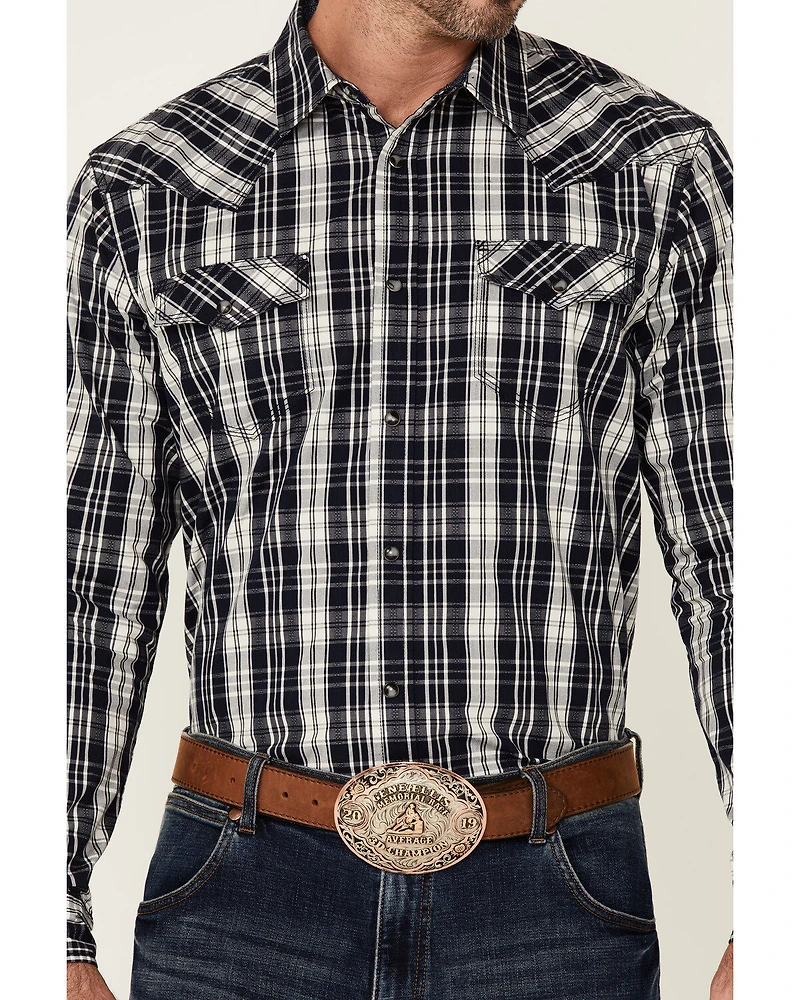 Moonshine Spirit Men's San Antomio Large Plaid Long Sleeve Snap Western Shirt