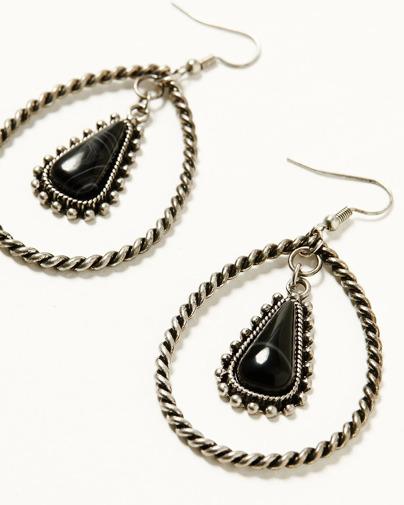 Shyanne Women's Strawberry Skies Black Onyx Teardrop Earrings