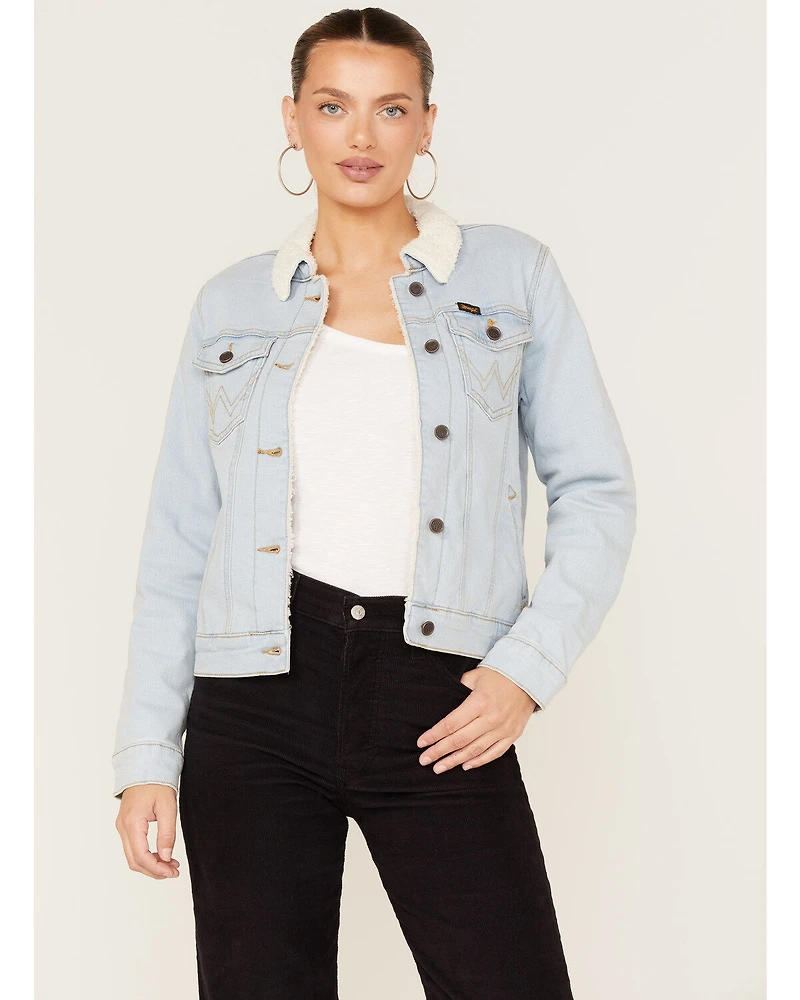 Wrangler Retro Women's Sherpa Lined Light Wash Denim Jacket