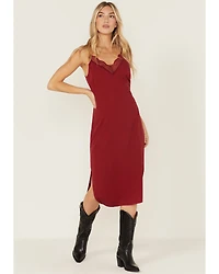 Idyllwind Women's Moss Rose Lace Trim Slip Midi Dress