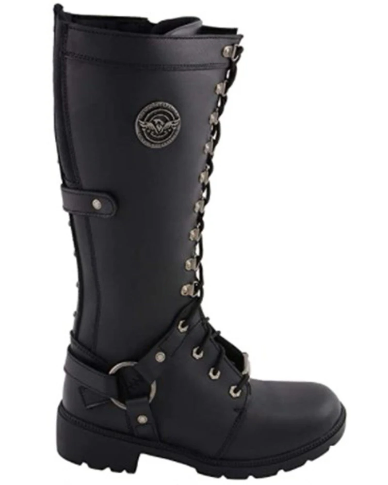 Milwaukee Leather Women’s Jane Combat Style Harness Motorcycle Boots - Round Toe