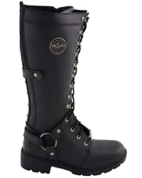 Milwaukee Leather Women’s Jane Combat Style Harness Motorcycle Boots - Round Toe