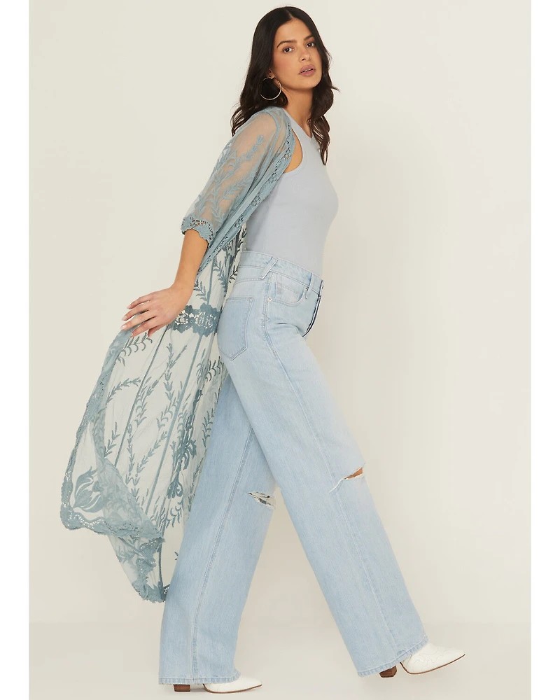 Shyanne Women's Long Embroidered Mesh Kimono