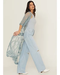 Shyanne Women's Long Embroidered Mesh Kimono