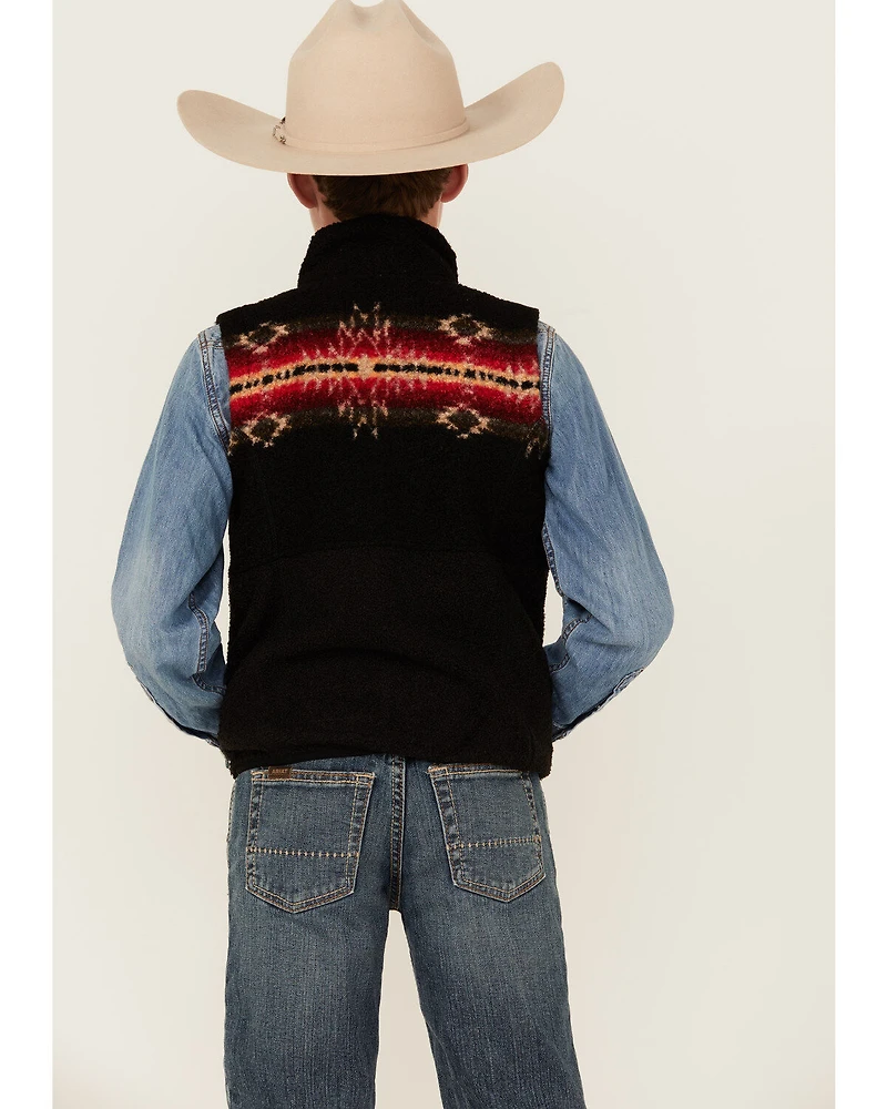 Rock & Roll Denim Boys' Printed Berber Border Print Vest