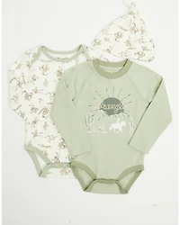 Wrangler Infant Boys' Cowboy Sunset Onesie Set - 3 Piece