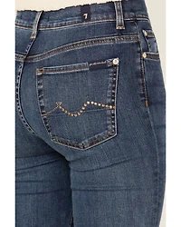 7 For All Mankind Women's Dark Wash Soho Mid Rise Embellished Bootcut Stretch Denim Jeans