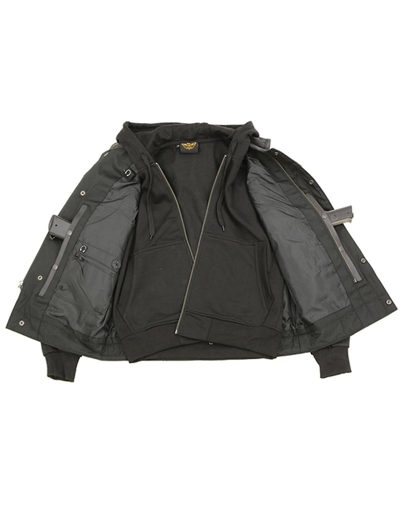 Milwaukee Leather Men's Club Style Zip Front Vest and Full Sleeve Hooded Jacket