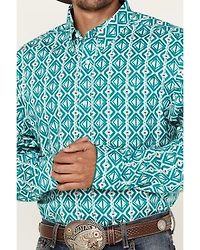 RANK 45® Men's Fearless Geo Long Sleeve Button-Down Western Shirt
