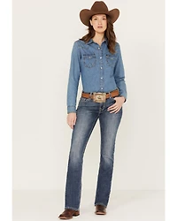 Rock & Roll Denim Women's Medium Wash Mid Rise Riding Bootcut Jeans