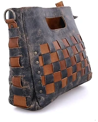 Bed Stu Women's Keiki Leather Woven Checkered Crossbody Bag
