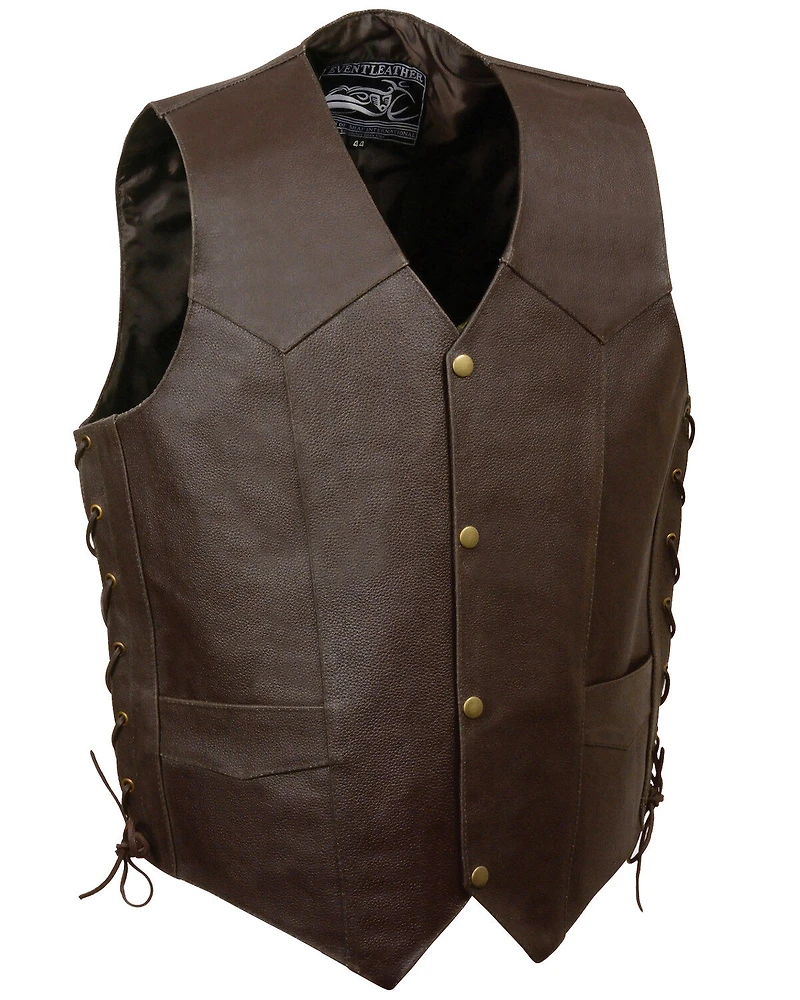 Milwaukee Leather Men's Side Lace Skull & Wings Vest - 5X