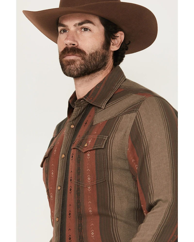 Wrangler Retro Men's Striped Print Long Sleeve Snap Western Shirt