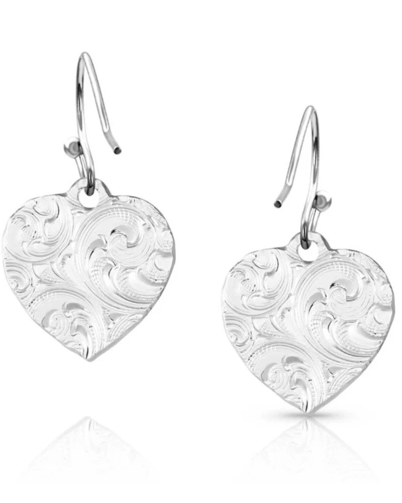 Montana Silversmiths Women's Chiseled Heart Earrings
