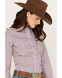 Wrangler Women's Striped Long Sleeve Snap Western Shirt