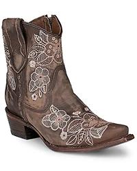 Circle G Women's Floral Embroidered Western Booties - Snip Toe