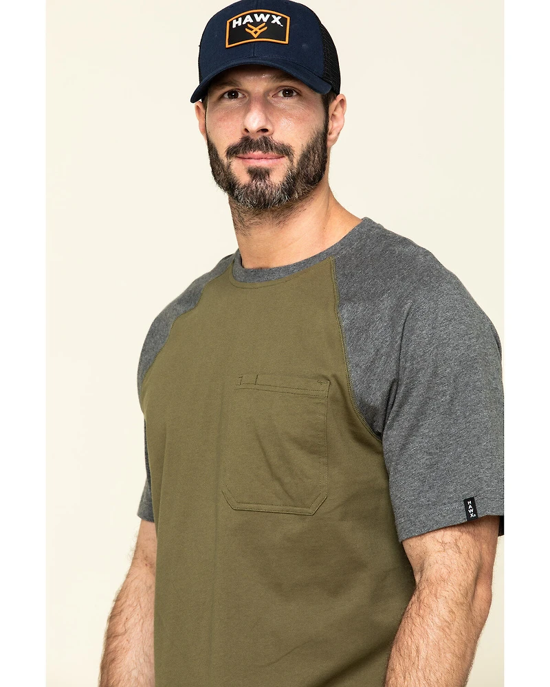 Hawx Men's Olive Midland Short Sleeve Baseball Work T-Shirt