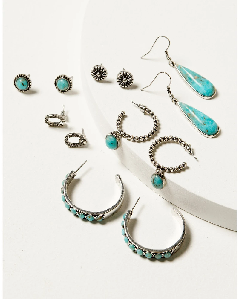 Shyanne Women's Ridge Canyon Turquoise Hoop Set - 6 Piece
