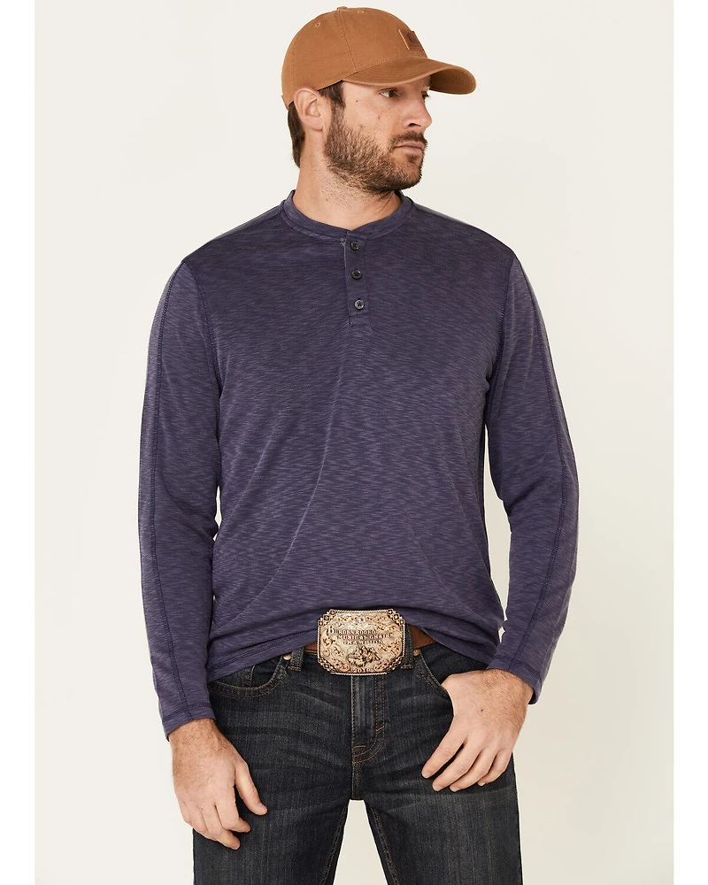 Flag & Anthem Men's Navy Gulfport Performance Slub Henley Long Sleeve Shirt