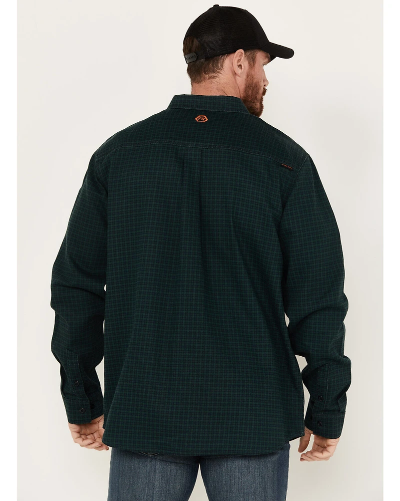 Hawx Men's FR Plaid Print Long Sleeve Button-Down Work Shirt