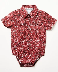 Cowboy Hardware Infant Boys' Bandana Paisley Print Short Sleeve Snap Onesie