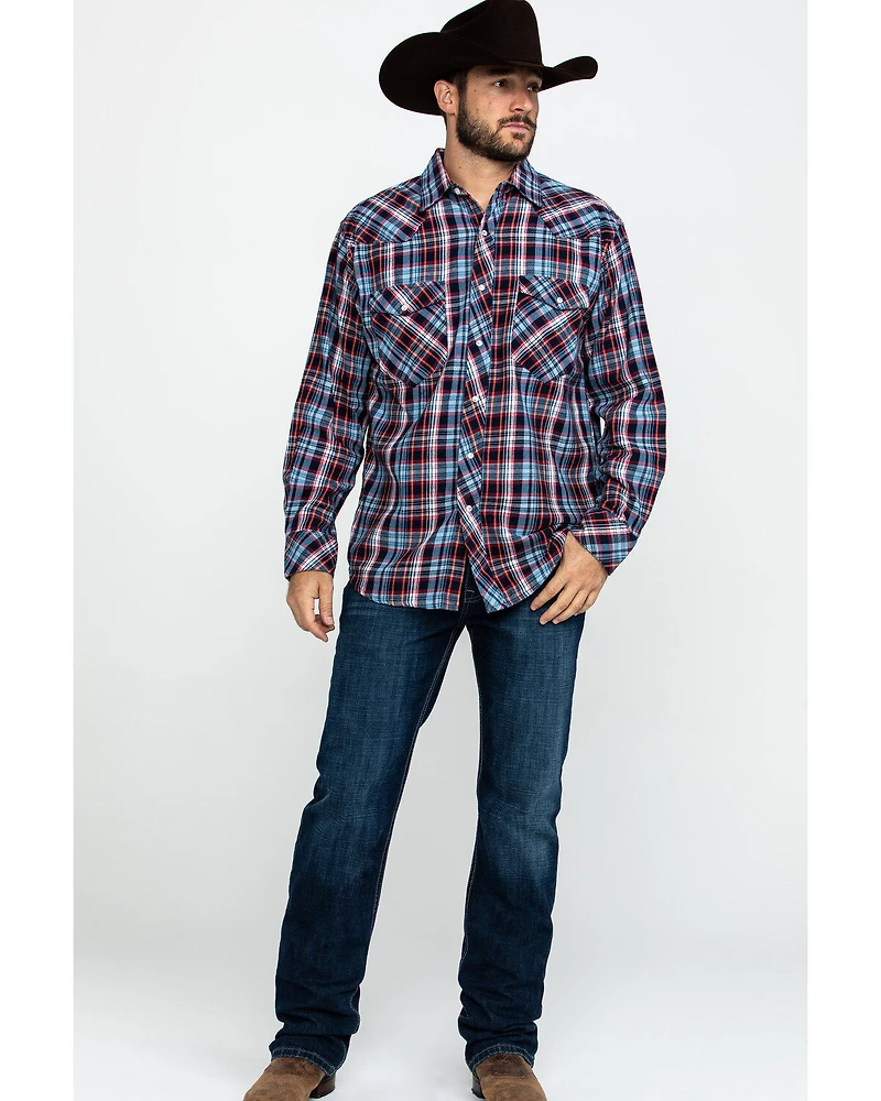 Resistol Men's Crook Small Plaid Long Sleeve Western Shirt