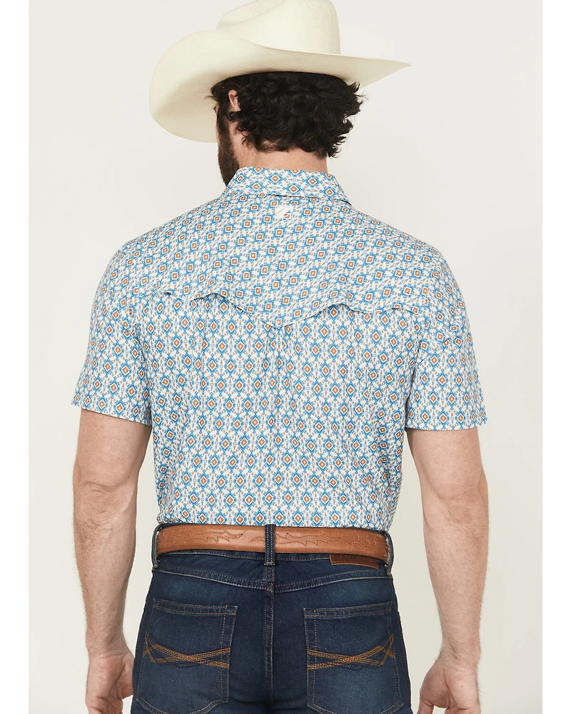 RANK 45® Men's Lozy Medallion Print Short Sleeve Snap Performance Western Shirt