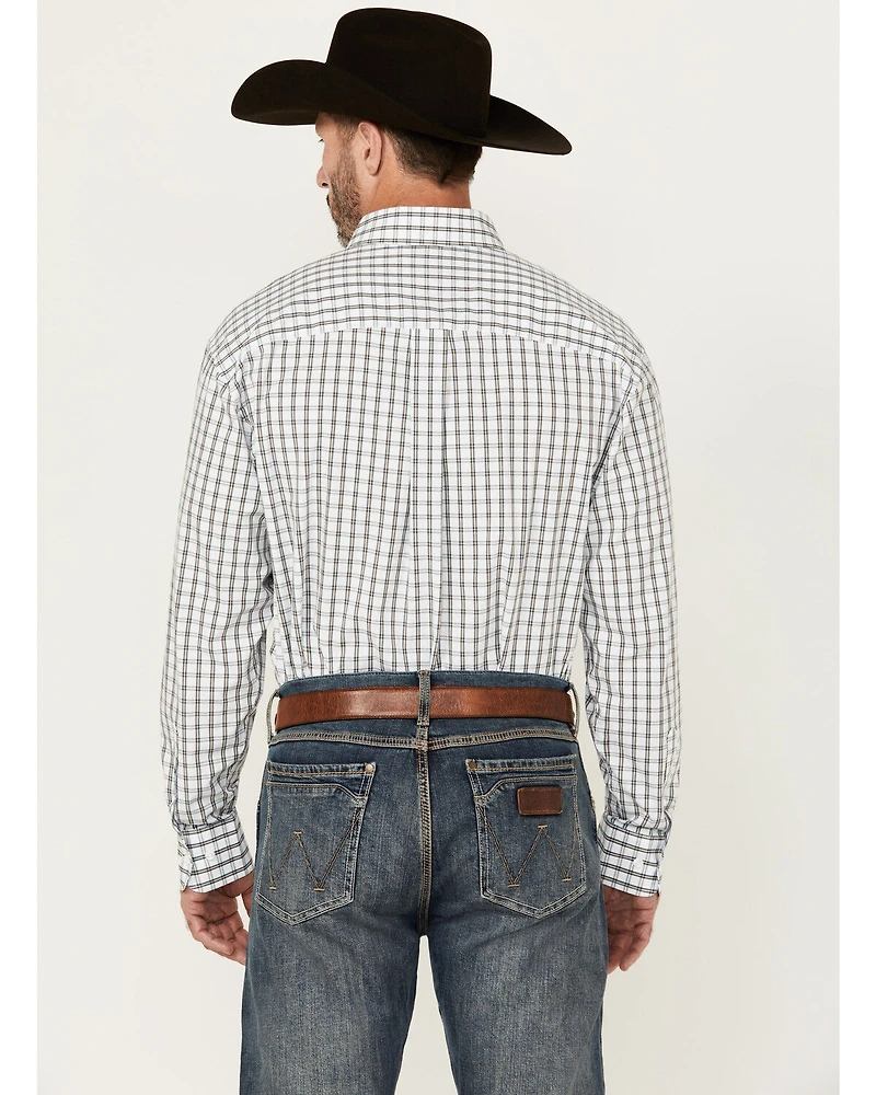 George Strait by Wrangler Plaid Print Long Sleeve Button-Down Stretch Western Shirt - Tall