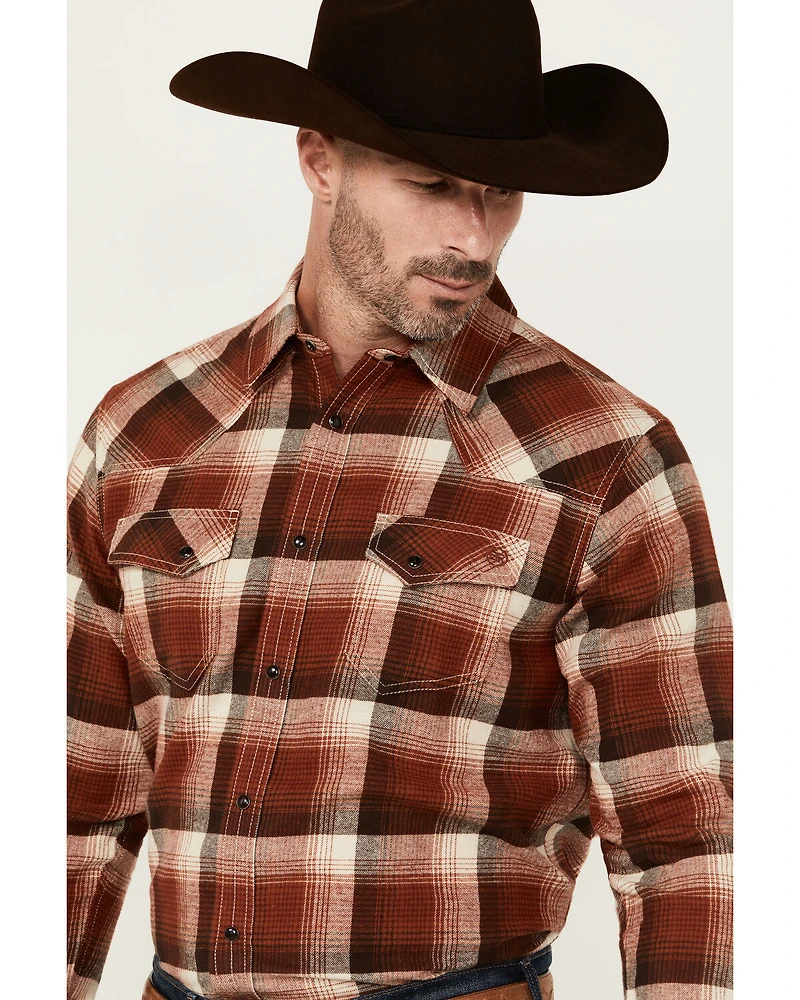 Blue Ranchwear Men's Finney Plaid Print Long Sleeve Snap Western Shirt